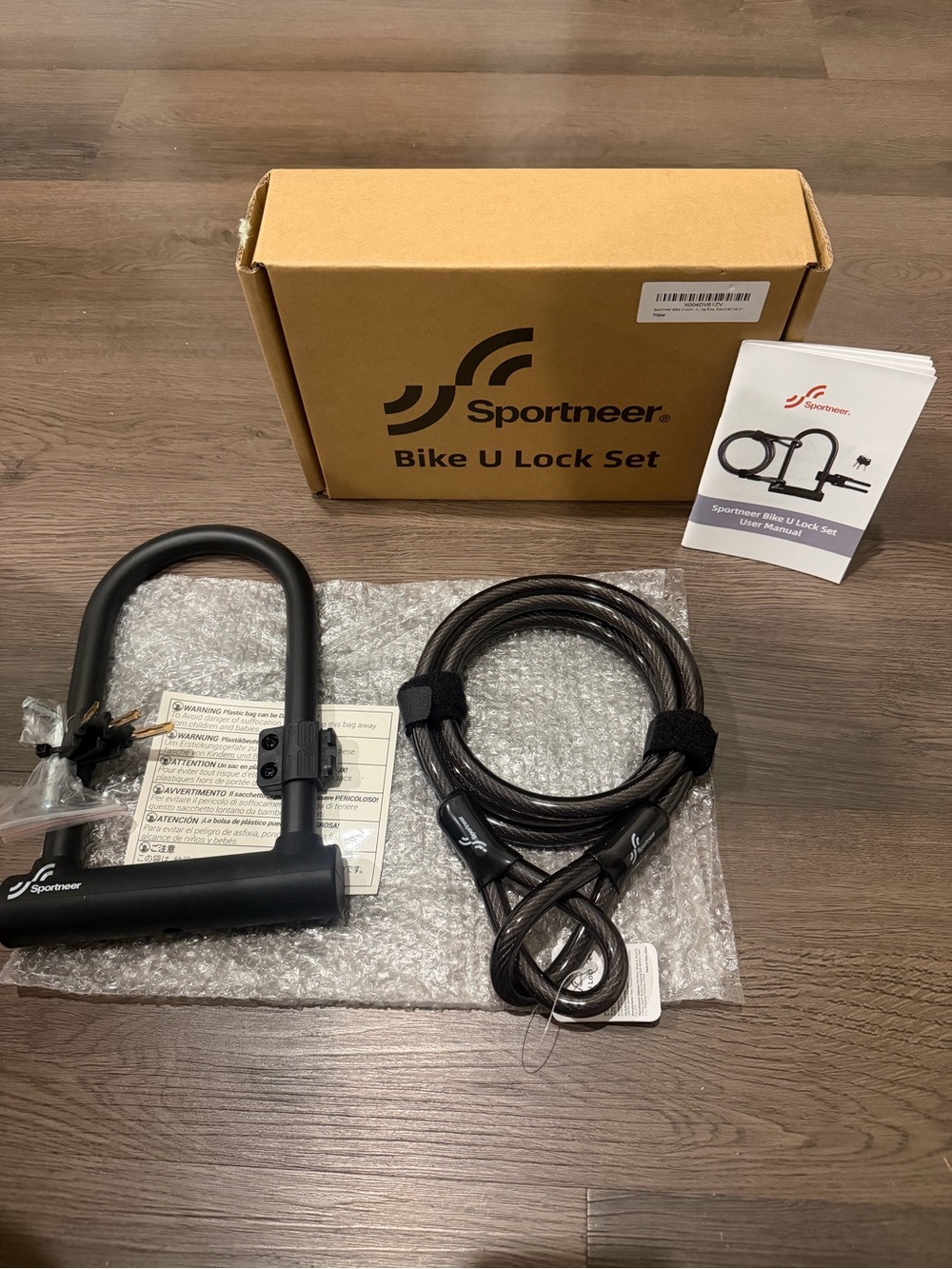 Black Bike U Lock and Cable Set
